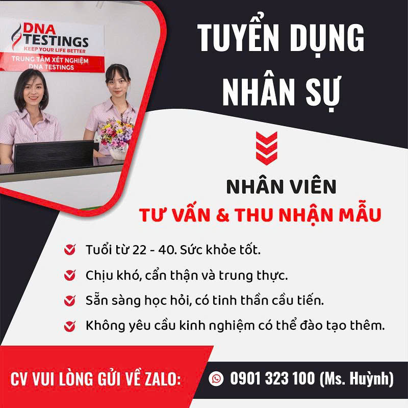 Tuyển Dụng 2 Nhân Viên Thu Nhận Mẫu